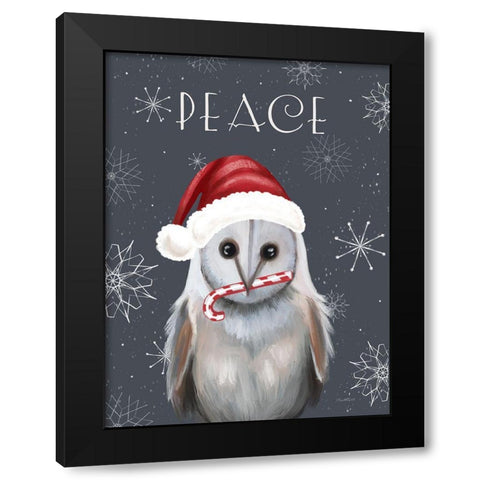 Peace Owl Black Modern Wood Framed Art Print with Double Matting by Tyndall, Elizabeth