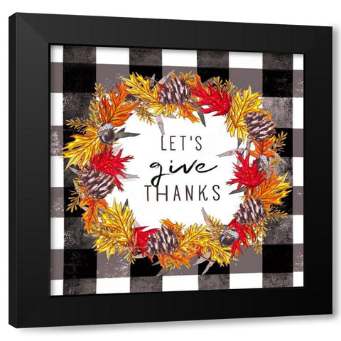 Give Thanks Black Modern Wood Framed Art Print with Double Matting by Tyndall, Elizabeth