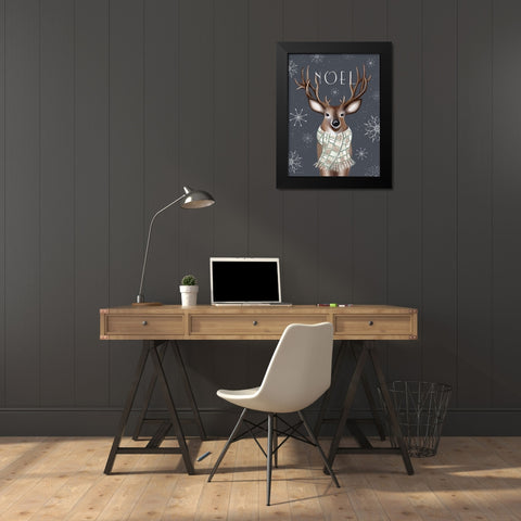 Noel Reindeer Black Modern Wood Framed Art Print by Tyndall, Elizabeth