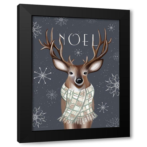 Noel Reindeer Black Modern Wood Framed Art Print by Tyndall, Elizabeth