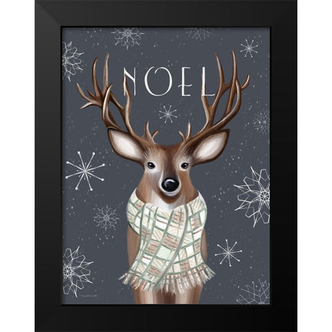 Noel Reindeer Black Modern Wood Framed Art Print by Tyndall, Elizabeth