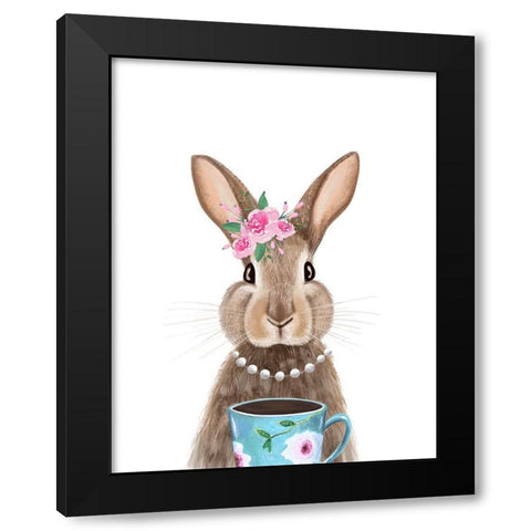 Quirky Rabbit Black Modern Wood Framed Art Print with Double Matting by Tyndall, Elizabeth