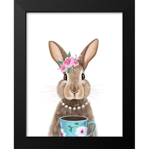 Quirky Rabbit Black Modern Wood Framed Art Print by Tyndall, Elizabeth