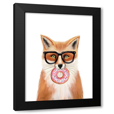 Quirky Fox Black Modern Wood Framed Art Print with Double Matting by Tyndall, Elizabeth