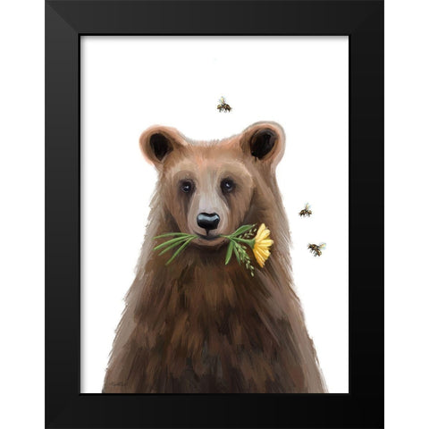 Quirky Bear Black Modern Wood Framed Art Print by Tyndall, Elizabeth