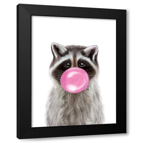 Quirky Raccoon Black Modern Wood Framed Art Print by Tyndall, Elizabeth