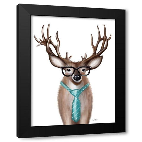 Quirky Deer Black Modern Wood Framed Art Print by Tyndall, Elizabeth