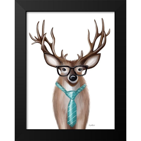 Quirky Deer Black Modern Wood Framed Art Print by Tyndall, Elizabeth