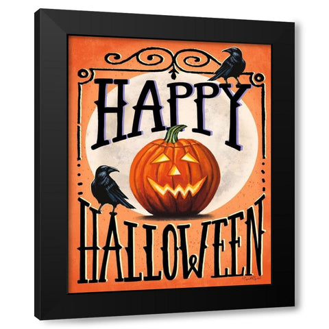 Happy Halloween Black Modern Wood Framed Art Print with Double Matting by Tyndall, Elizabeth