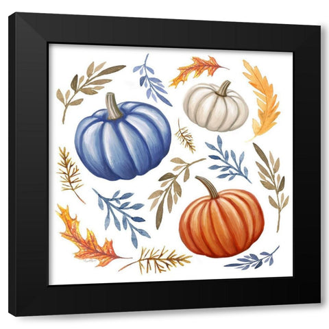 Pumpkins and Leaves Black Modern Wood Framed Art Print with Double Matting by Tyndall, Elizabeth