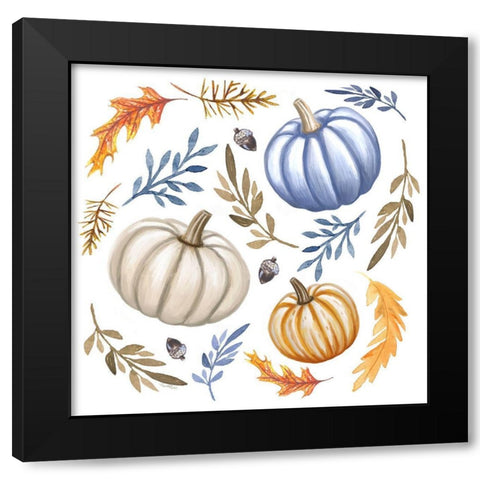 Pumpkins and Leaves III Black Modern Wood Framed Art Print with Double Matting by Tyndall, Elizabeth