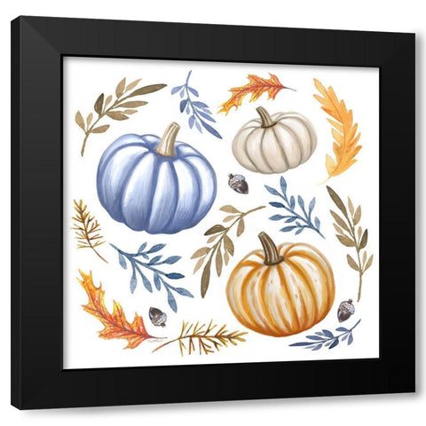 Pumpkins and Leaves IV Black Modern Wood Framed Art Print with Double Matting by Tyndall, Elizabeth