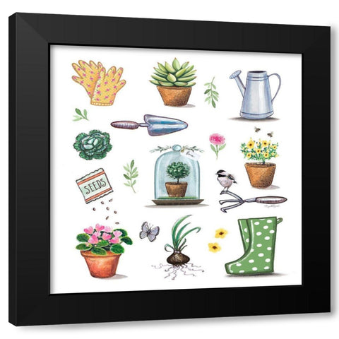 Garden Set Black Modern Wood Framed Art Print by Tyndall, Elizabeth