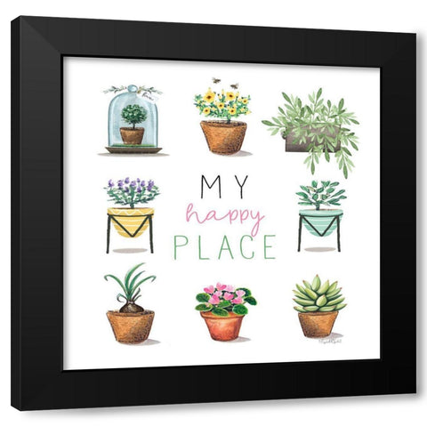 Happy Place Black Modern Wood Framed Art Print with Double Matting by Tyndall, Elizabeth