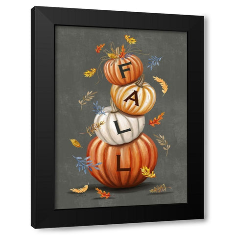 Fall Pumpkins Black Modern Wood Framed Art Print with Double Matting by Tyndall, Elizabeth