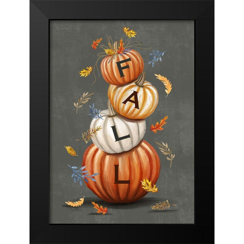 Fall Pumpkins Black Modern Wood Framed Art Print by Tyndall, Elizabeth