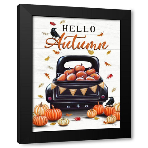 Hello Autumn Black Modern Wood Framed Art Print with Double Matting by Tyndall, Elizabeth