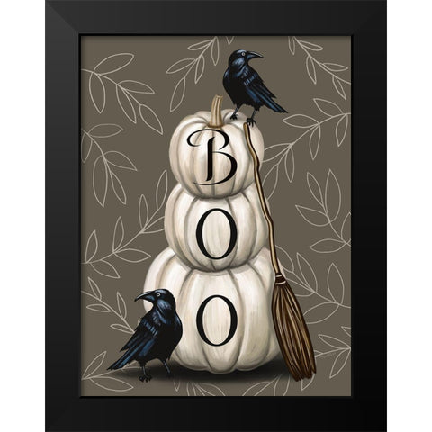 Boo Pumpkins Black Modern Wood Framed Art Print by Tyndall, Elizabeth