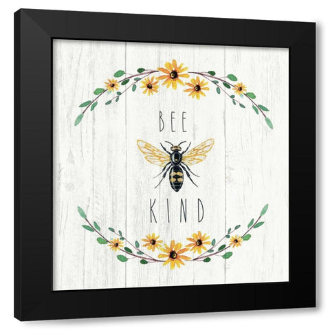 Bee Kind Black Modern Wood Framed Art Print by Tyndall, Elizabeth