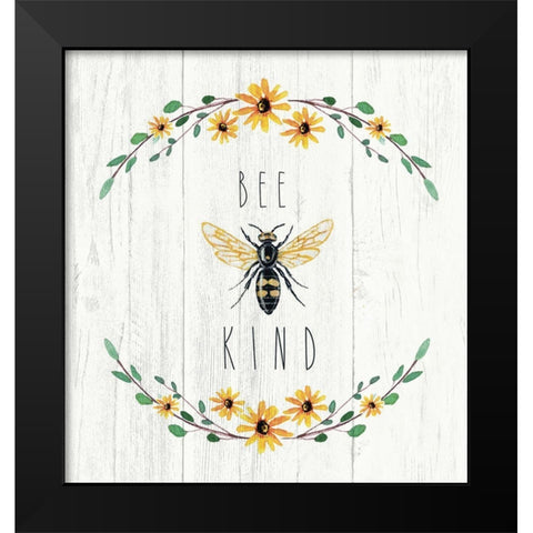 Bee Kind Black Modern Wood Framed Art Print by Tyndall, Elizabeth