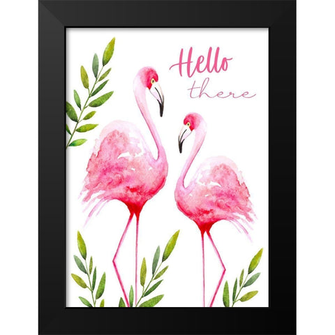 Hello There-Flamingos Black Modern Wood Framed Art Print by Tyndall, Elizabeth