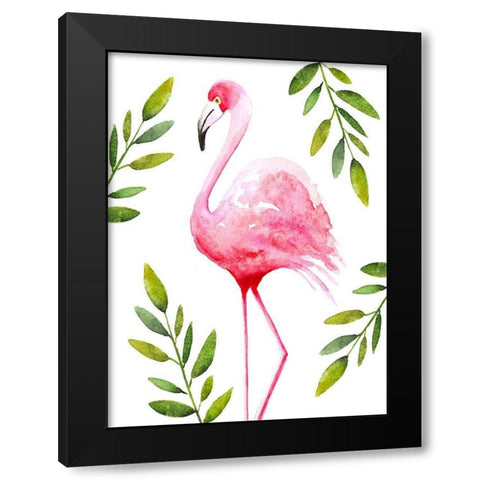 Flamingo I Black Modern Wood Framed Art Print with Double Matting by Tyndall, Elizabeth