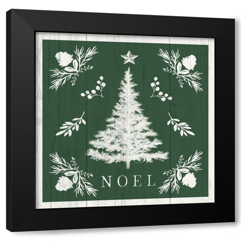 Noel Tree Black Modern Wood Framed Art Print with Double Matting by Tyndall, Elizabeth