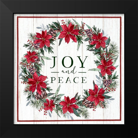 Joy and Peace Wreath Black Modern Wood Framed Art Print by Tyndall, Elizabeth