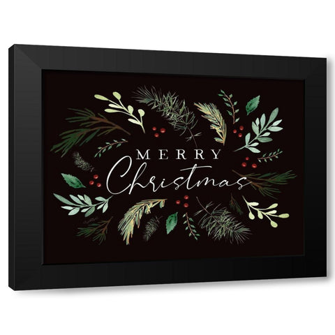 Merry Christmas Black Modern Wood Framed Art Print by Tyndall, Elizabeth