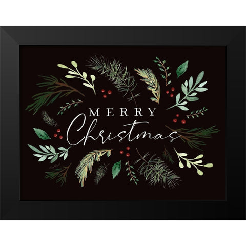 Merry Christmas Black Modern Wood Framed Art Print by Tyndall, Elizabeth