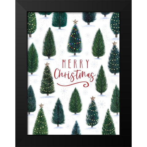 Merry Christmas Black Modern Wood Framed Art Print by Tyndall, Elizabeth