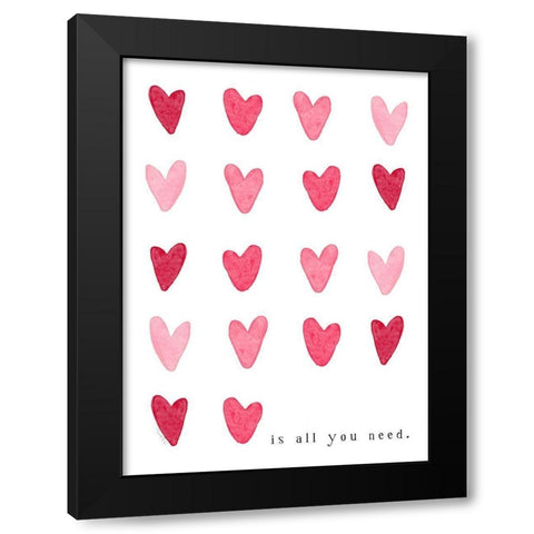 Hearts Black Modern Wood Framed Art Print with Double Matting by Tyndall, Elizabeth