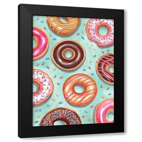 Donuts Black Modern Wood Framed Art Print with Double Matting by Tyndall, Elizabeth