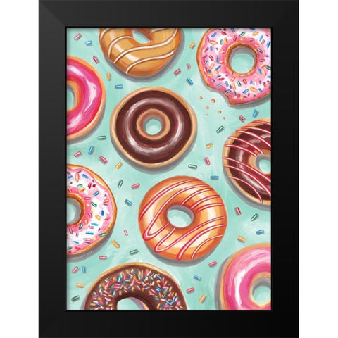 Donuts Black Modern Wood Framed Art Print by Tyndall, Elizabeth