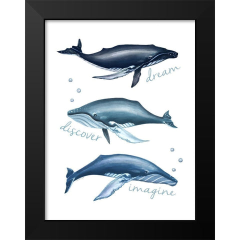 Three Whales Black Modern Wood Framed Art Print by Tyndall, Elizabeth