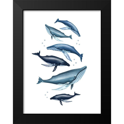 Whale Family Black Modern Wood Framed Art Print by Tyndall, Elizabeth