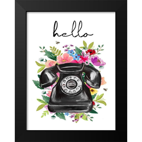 Hello Phone Black Modern Wood Framed Art Print by Tyndall, Elizabeth