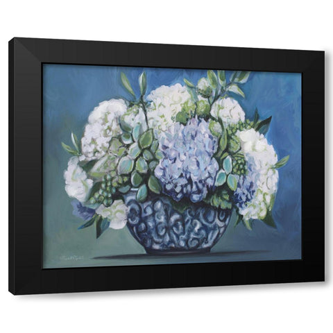 Blue and Green Floral Black Modern Wood Framed Art Print with Double Matting by Tyndall, Elizabeth