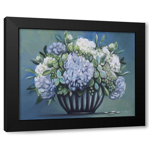 Blue and Green Floral II Black Modern Wood Framed Art Print by Tyndall, Elizabeth