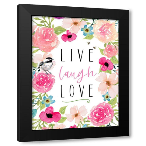 Live Laugh Love Black Modern Wood Framed Art Print with Double Matting by Tyndall, Elizabeth