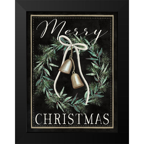 Merry Christmas Black Modern Wood Framed Art Print by Tyndall, Elizabeth