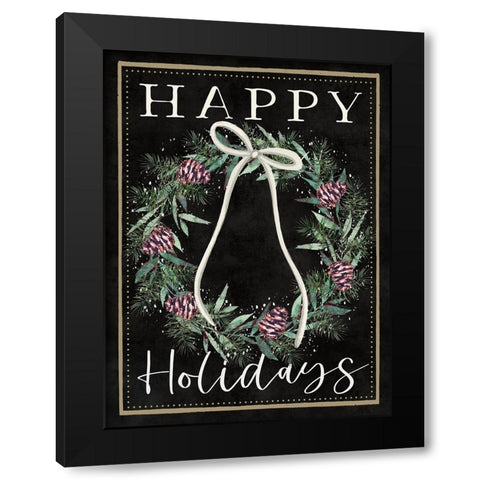 Happy Holidays Black Modern Wood Framed Art Print with Double Matting by Tyndall, Elizabeth