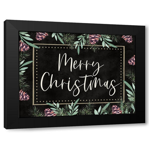 Merry Christmas Black Modern Wood Framed Art Print with Double Matting by Tyndall, Elizabeth