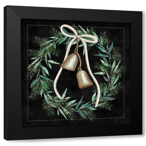 Holiday Bells Black Modern Wood Framed Art Print by Tyndall, Elizabeth