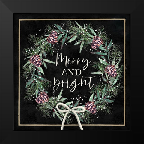 Merry and Bright Black Modern Wood Framed Art Print by Tyndall, Elizabeth