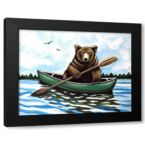 Bear in a Canoe II Black Modern Wood Framed Art Print with Double Matting by Tyndall, Elizabeth