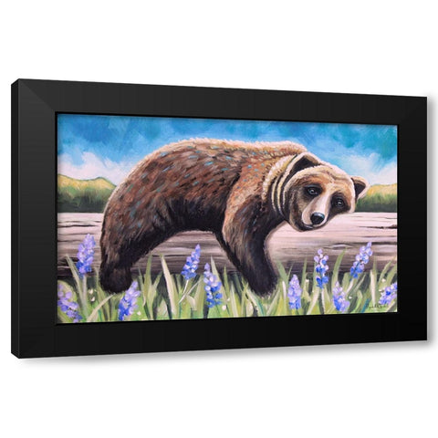 Bear on a Log II Black Modern Wood Framed Art Print by Tyndall, Elizabeth