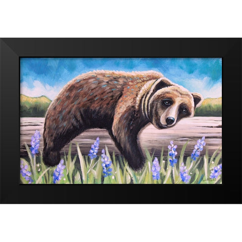 Bear on a Log II Black Modern Wood Framed Art Print by Tyndall, Elizabeth