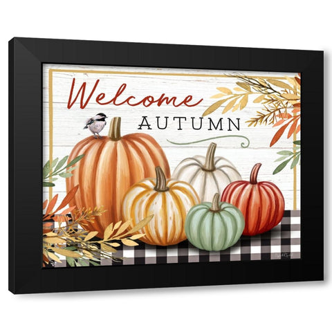 Welcome Autumn Black Modern Wood Framed Art Print with Double Matting by Tyndall, Elizabeth