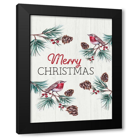 Merry Christmas Black Modern Wood Framed Art Print with Double Matting by Tyndall, Elizabeth